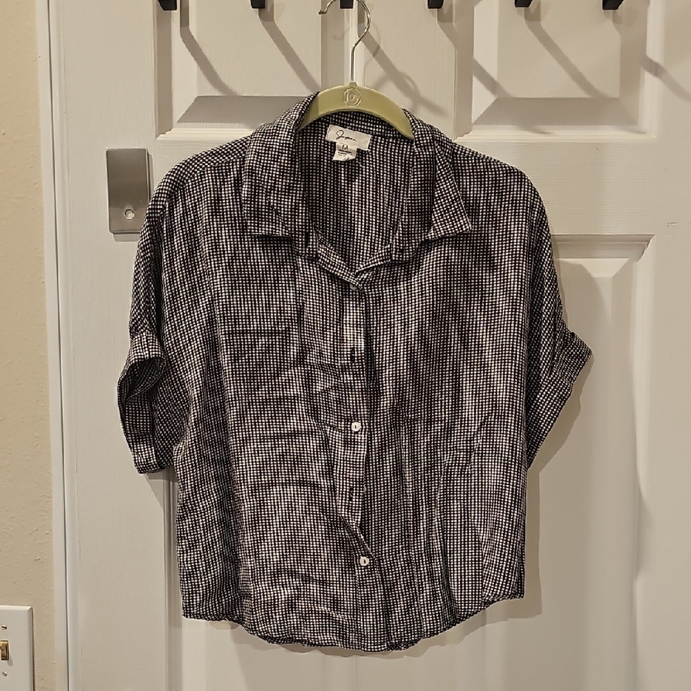 Black and White Checkered Button-Up Shirt